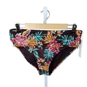 Into The Bleu Tropical Floral Print Ruched Waist Bikini Bottoms Brown Size 10